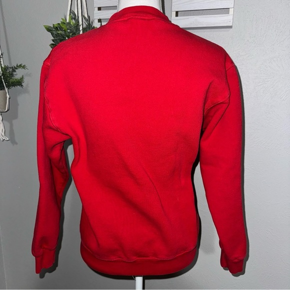 Vintage 90s Mickey Mouse Walt Disney World Red Crewneck Sweater Small Pullover - Picture 3 of 10
